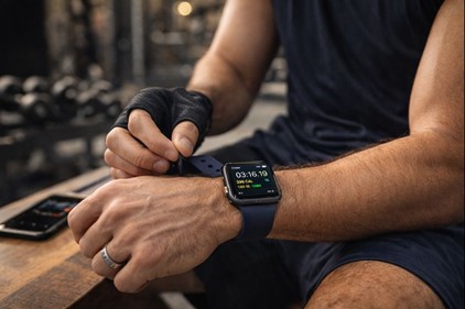 אדם עם שעון חכם